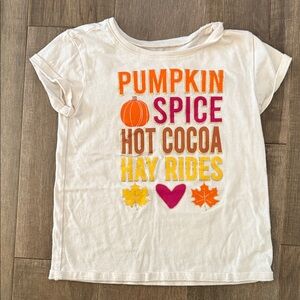 Kids White Short Sleeve Tee with Fall Print